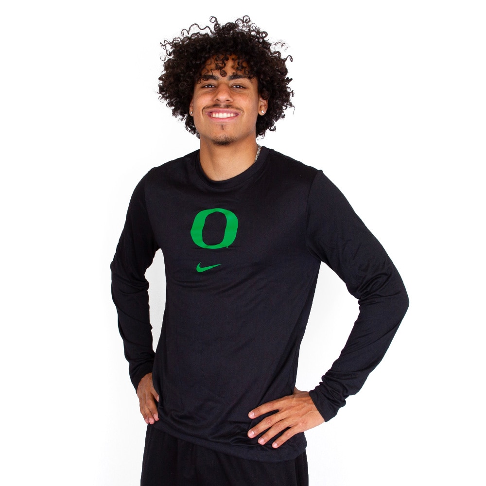 Classic Oregon O, Nike, Black, Long Sleeve, Performance/Dri-FIT, Men, Basketball, Shooting, Sideline, T-Shirt, 813662